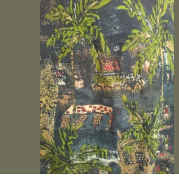 Chico’s Embellished Palm Tree Landscape Skirt Women’s Size 1 Medium - Picture 3 of 4